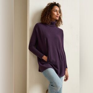 Garnet Hill Oversized Turtleneck Sweater Size Small Cashmere/Merino Wool